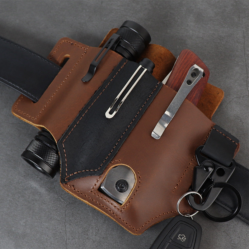 GEBWOLF Outdoor EDC Tactical Pocket Leather Multi-Function Knife Case