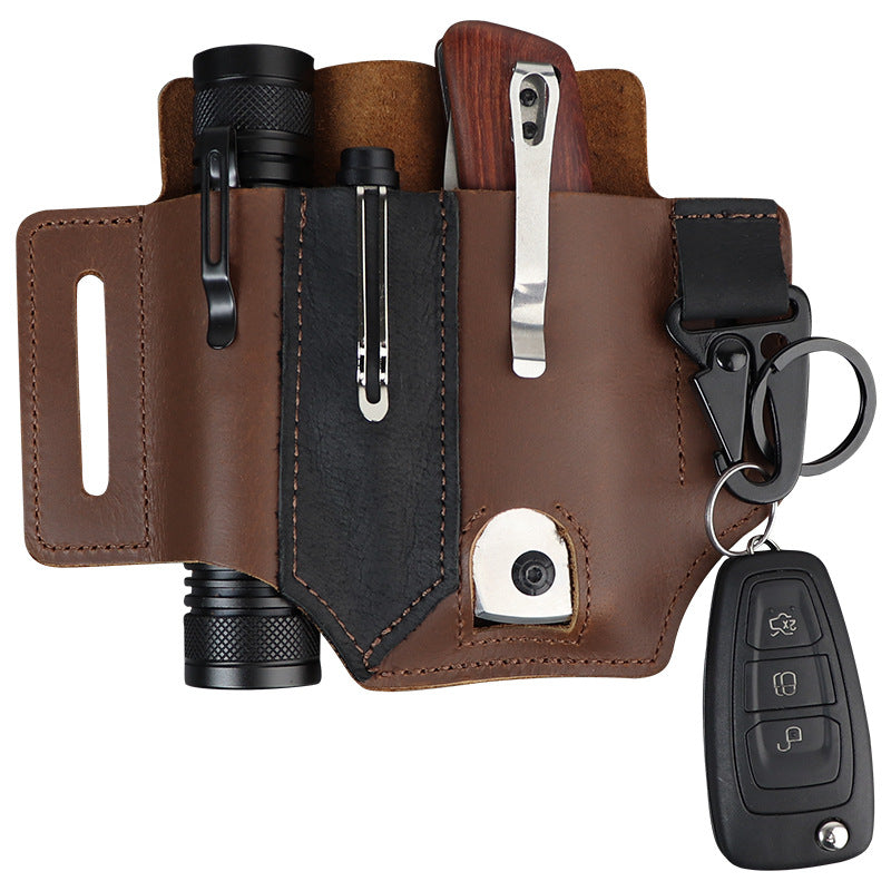 GEBWOLF Outdoor EDC Tactical Pocket Leather Multi-Function Knife Case