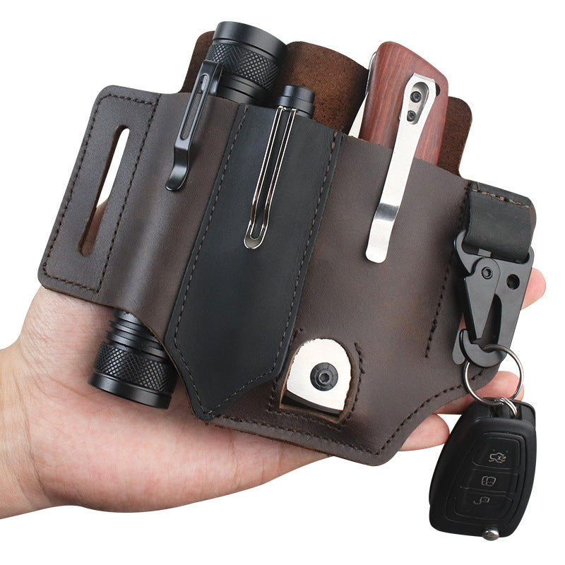 GEBWOLF Outdoor EDC Tactical Pocket Leather Multi-Function Knife Case