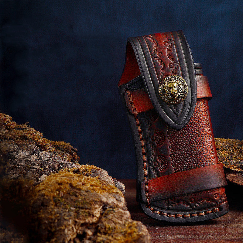 Cowhide Leather Folding Knife Cover Storage Pocket Knife Holster