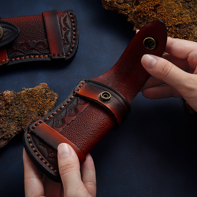 Cowhide Leather Folding Knife Cover Storage Pocket Knife Holster