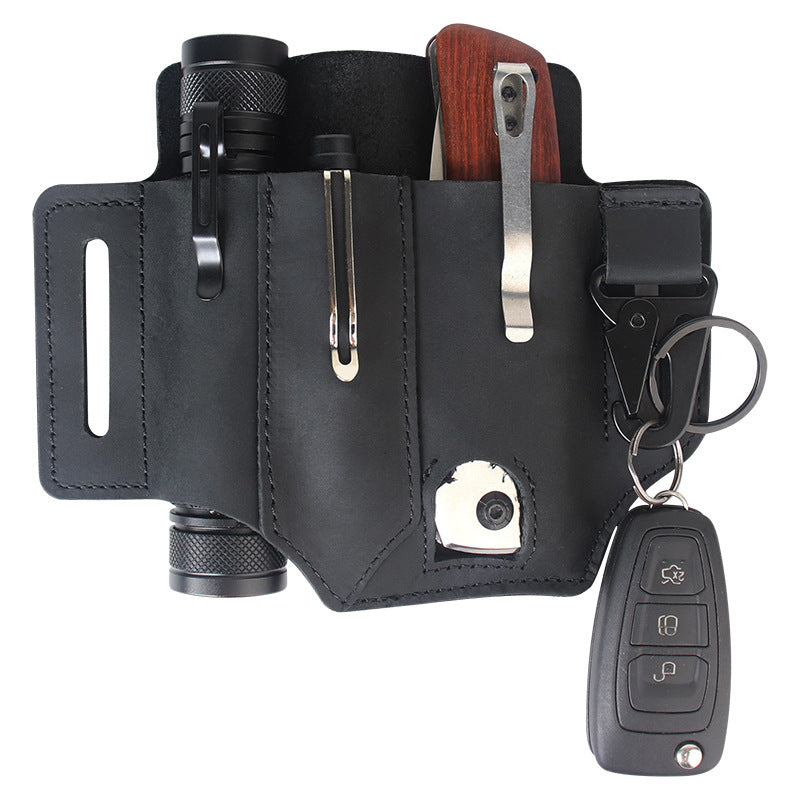 GEBWOLF Outdoor EDC Tactical Pocket Leather Multi-Function Knife Case