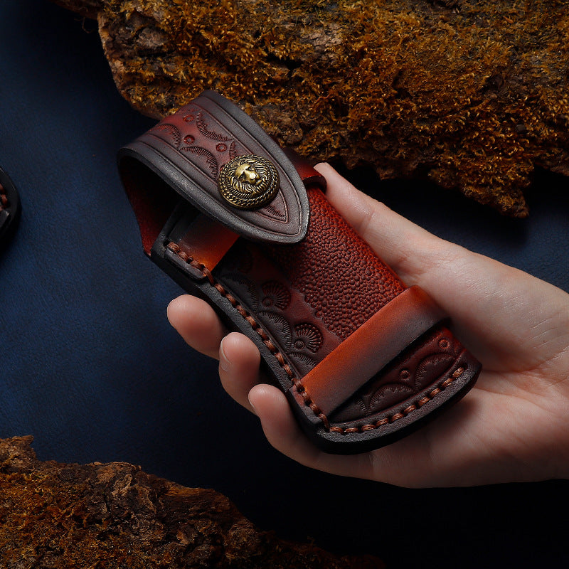 Cowhide Leather Folding Knife Cover Storage Pocket Knife Holster