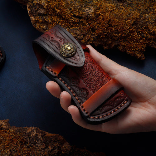 Cowhide Leather Folding Knife Cover Storage Pocket Knife Holster