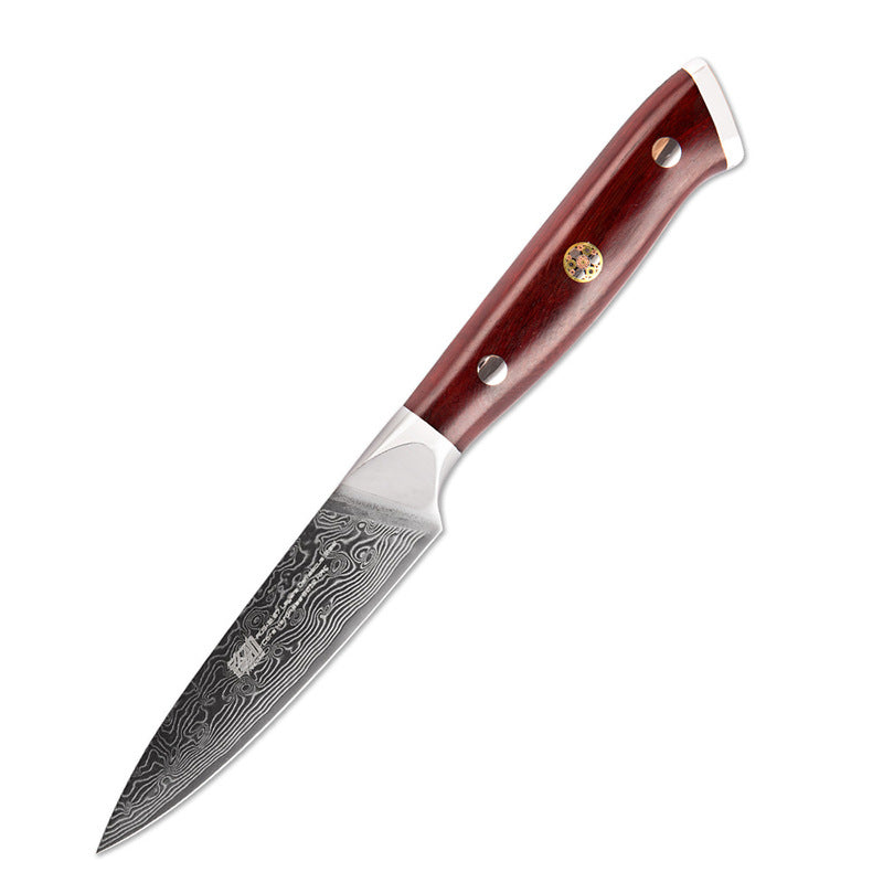 3.5 Inch Fruit Knife Red Sandalwood Fruit Leather Knife AUS 10 Large Maersk Leather Knife