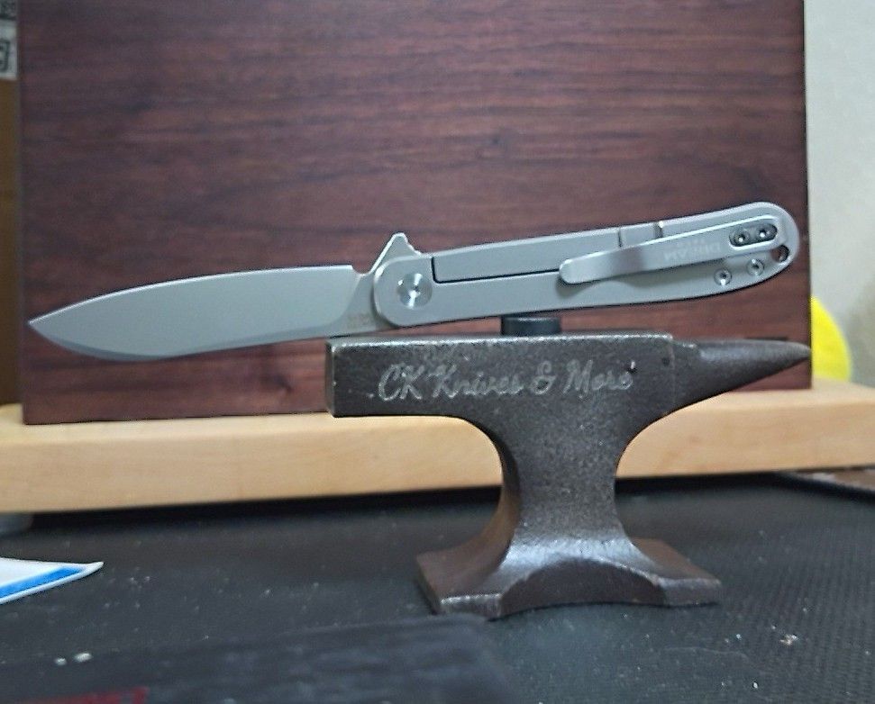 Dreamtech Framelock Gray Titanium Folding D2 Steel Pocket Knife