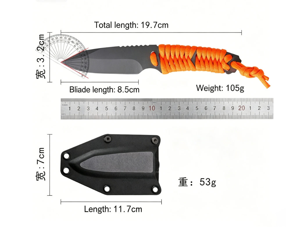 Outdoor Series Rope-Tied Multi-Functional Outdoor Camping Knife
