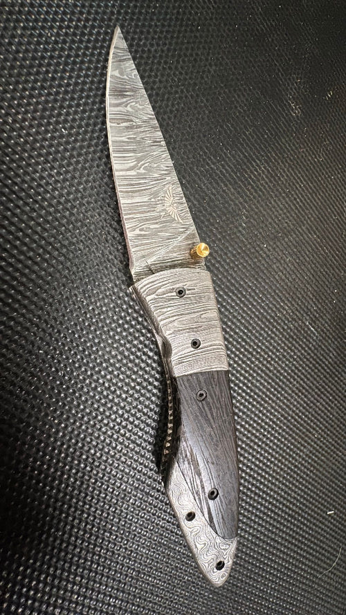 Damascus Folding Pocket Knife by Hometown Knives
