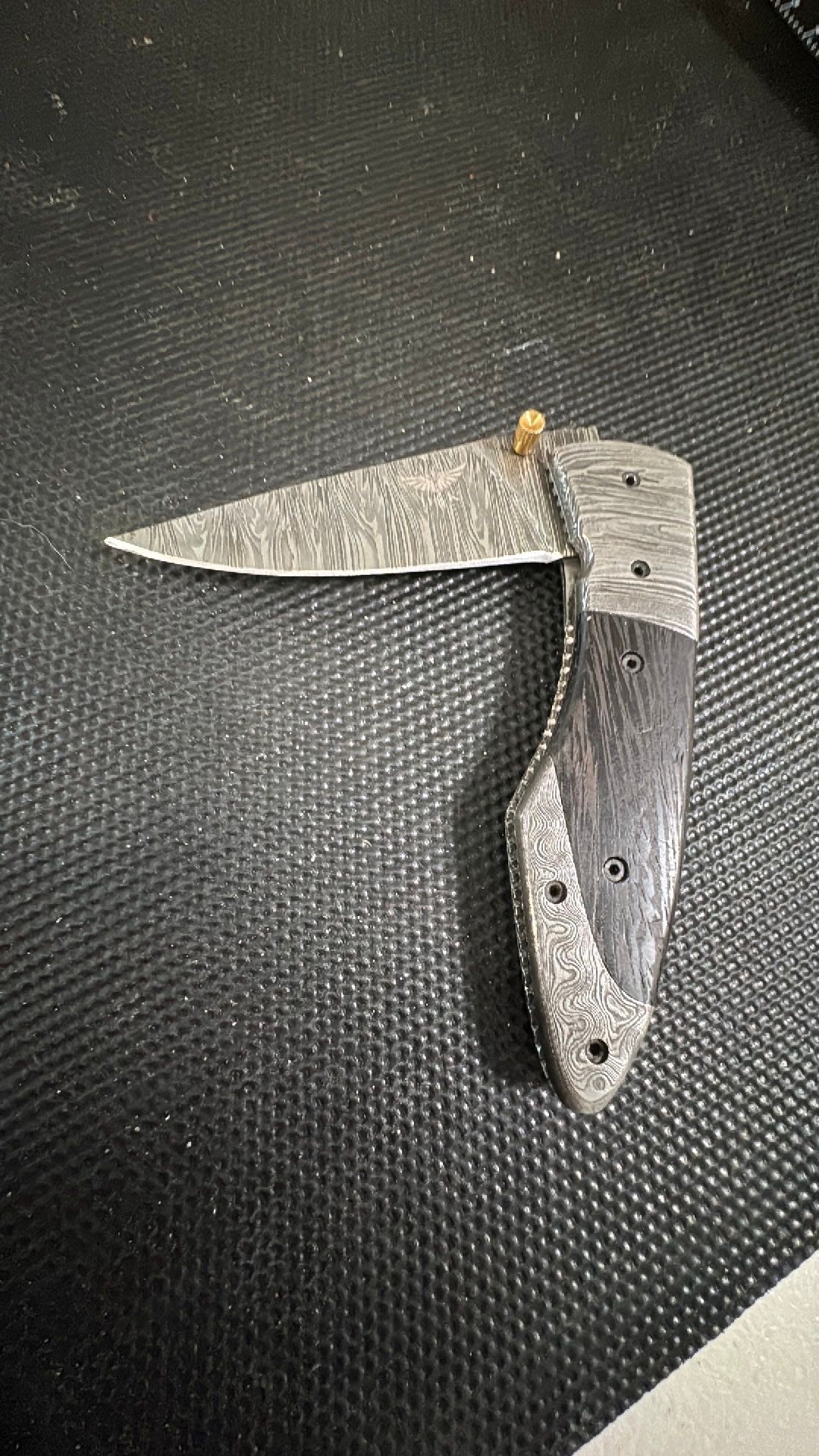 Damascus Folding Pocket Knife by Hometown Knives