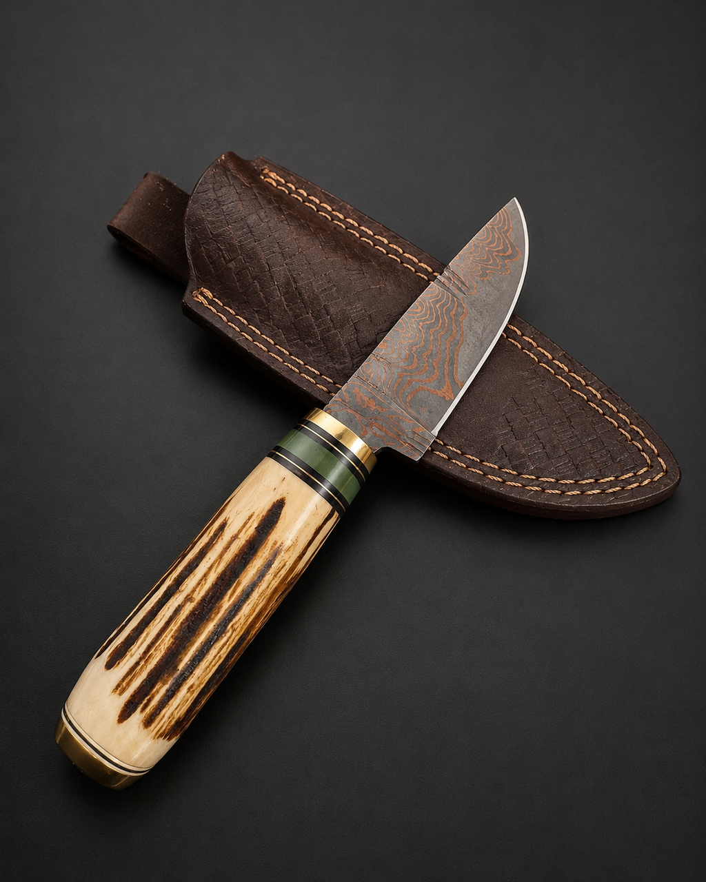 Handmade Copper Damascus Knife by Hometown Knives