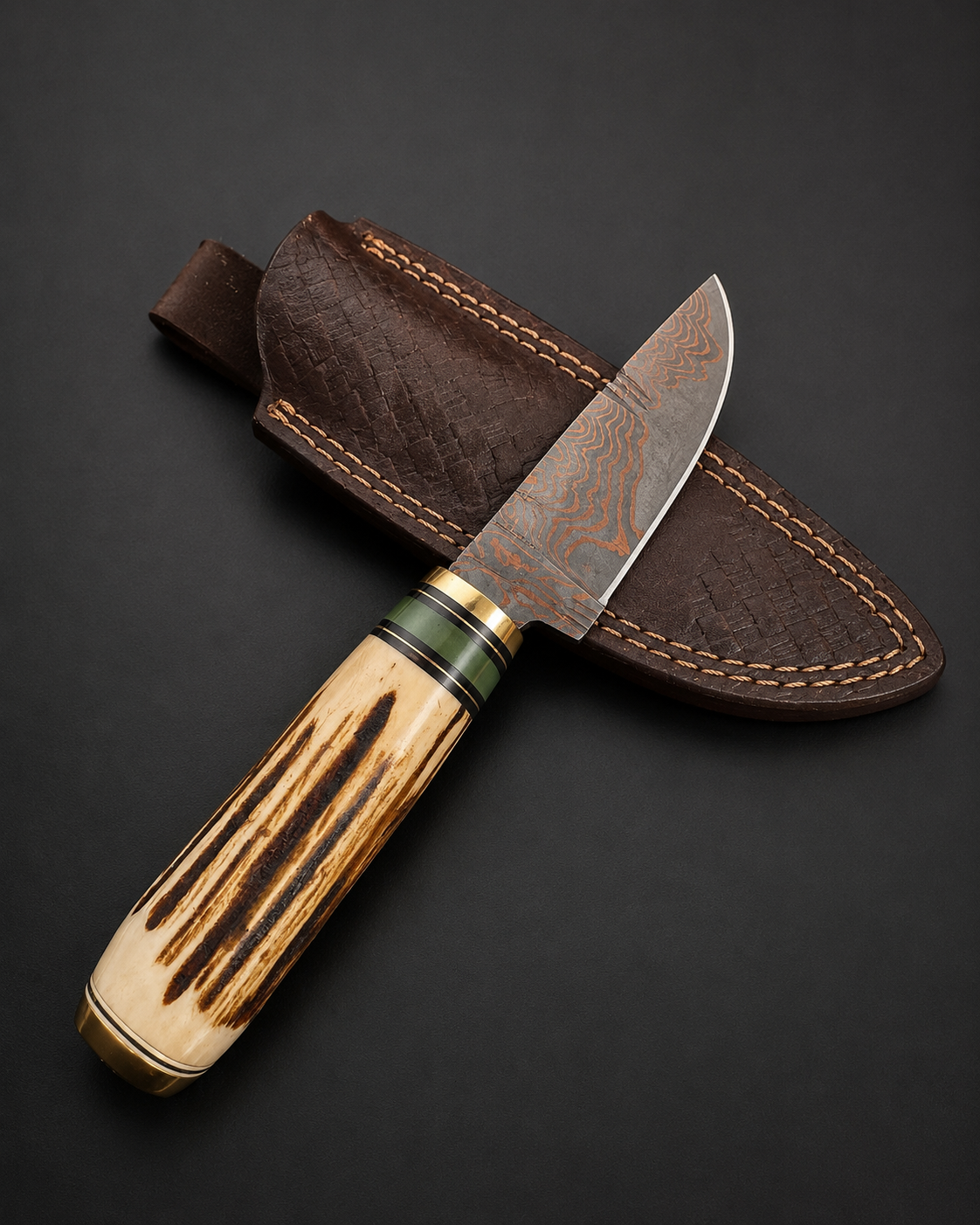 Handmade Copper Damascus Knife by Hometown Knives