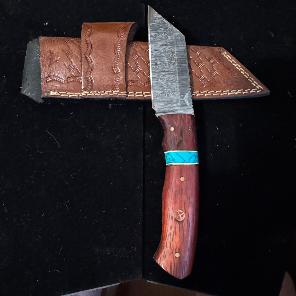Bowie Skinner Knife with Custom Tooled Dual Carry Sheath