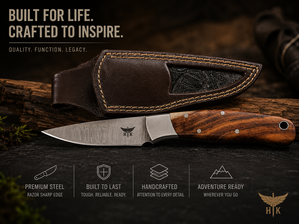 HTK Custom Damascus Hunting Knife