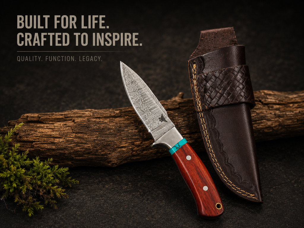 HTK Custom Damascus Hunting Knife