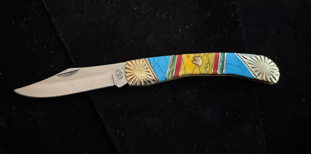 Frost Clip Point Lock back Knife Turquoise Handles