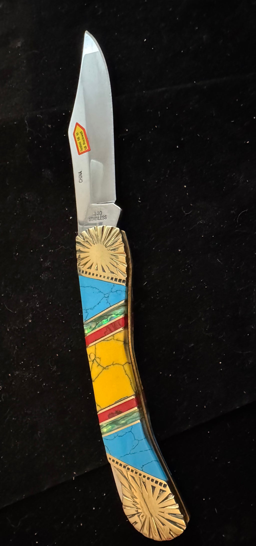 Frost Clip Point Lock back Knife Turquoise Handles