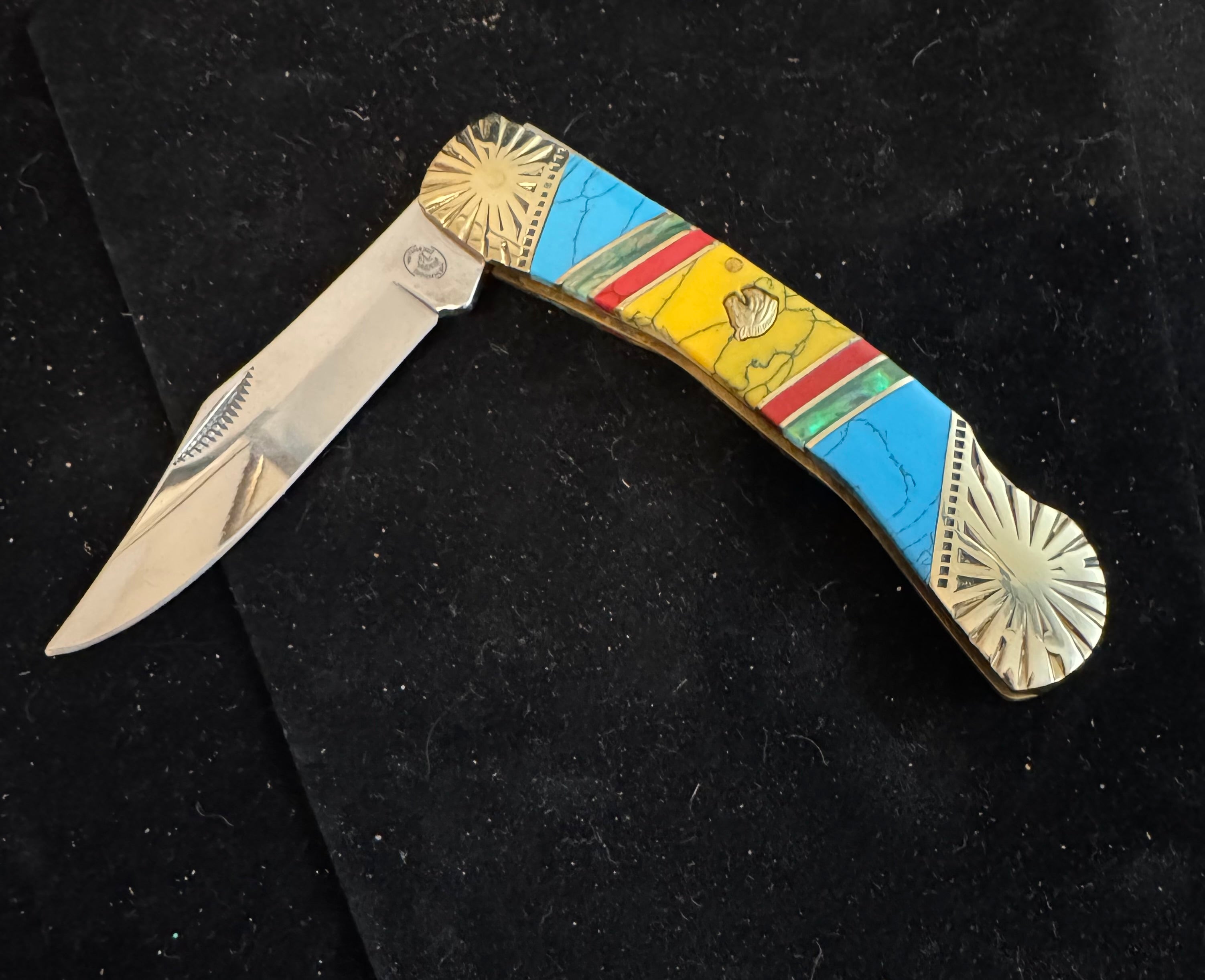 Frost Clip Point Lock back Knife Turquoise Handles