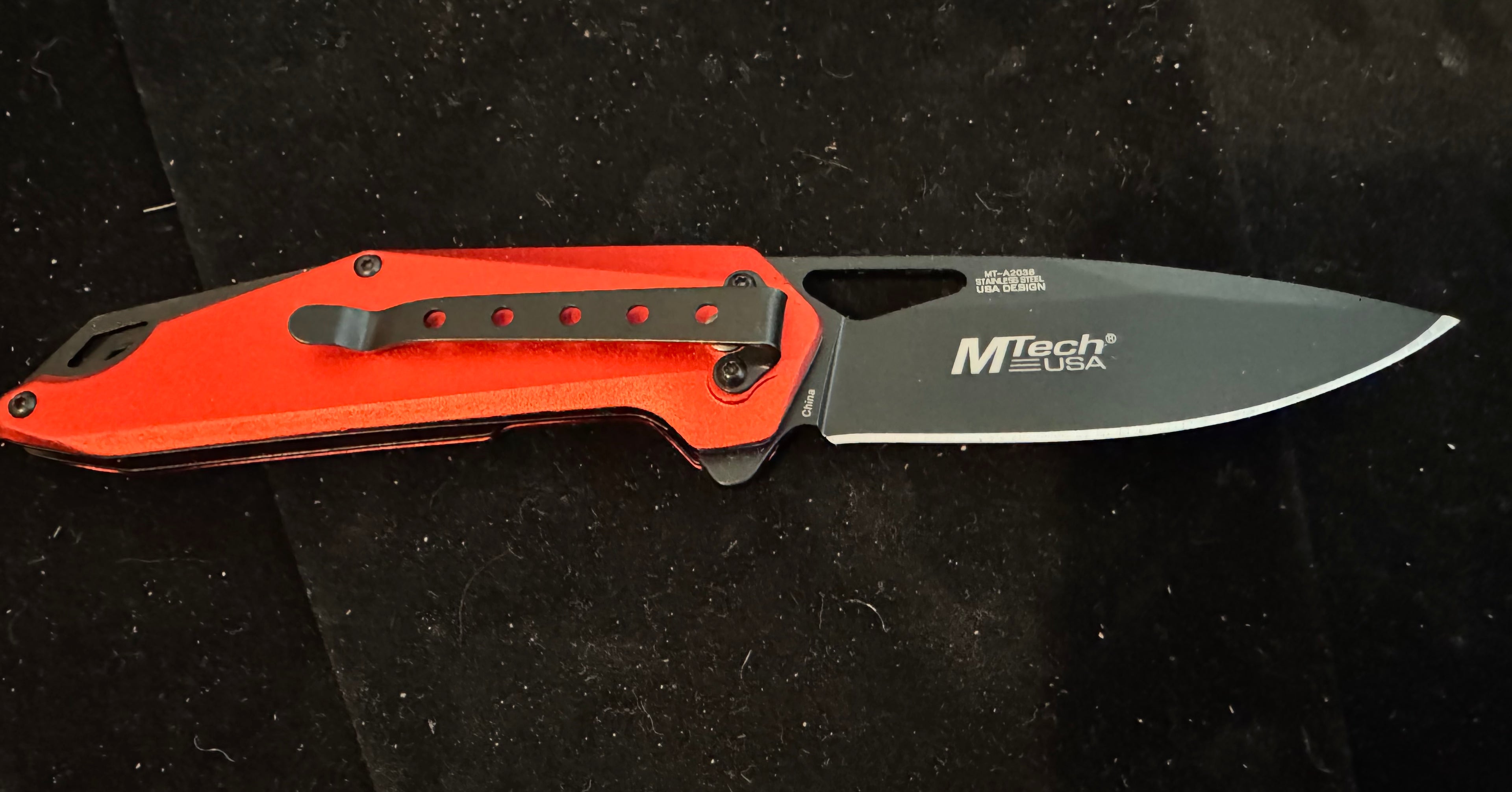 MTech  Spring Assisted Folding Knife – Stainless Steel – Red