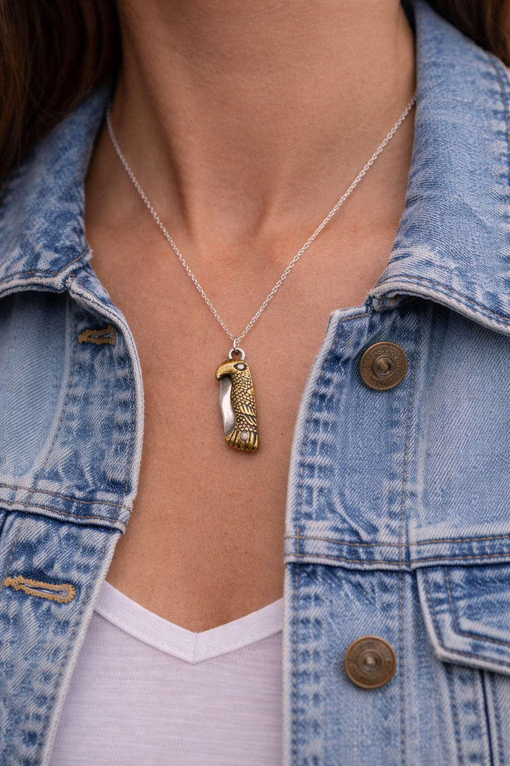 Necklace with Brass Eagle Pendant