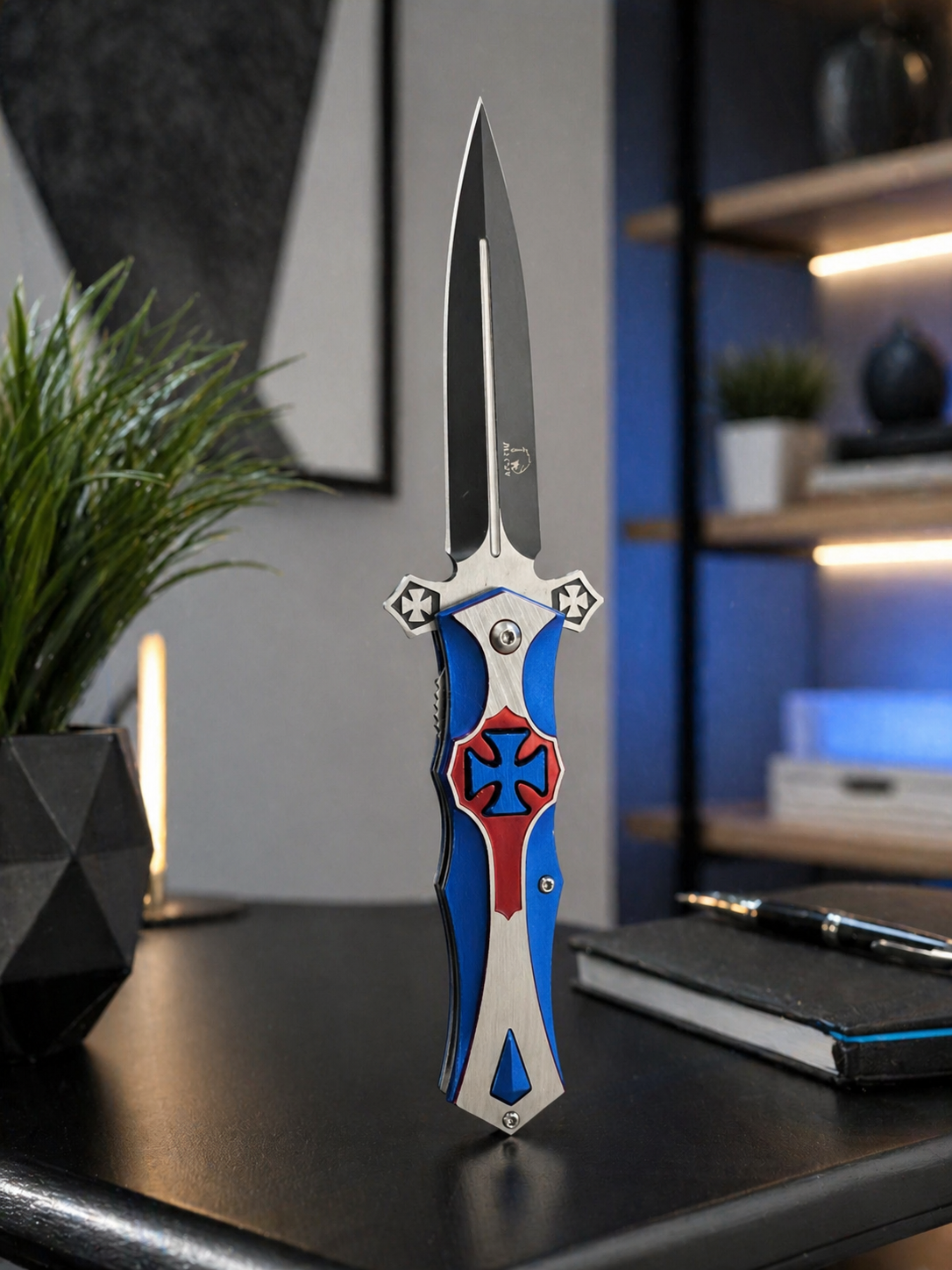Falcon Knives Blue & Red Cross