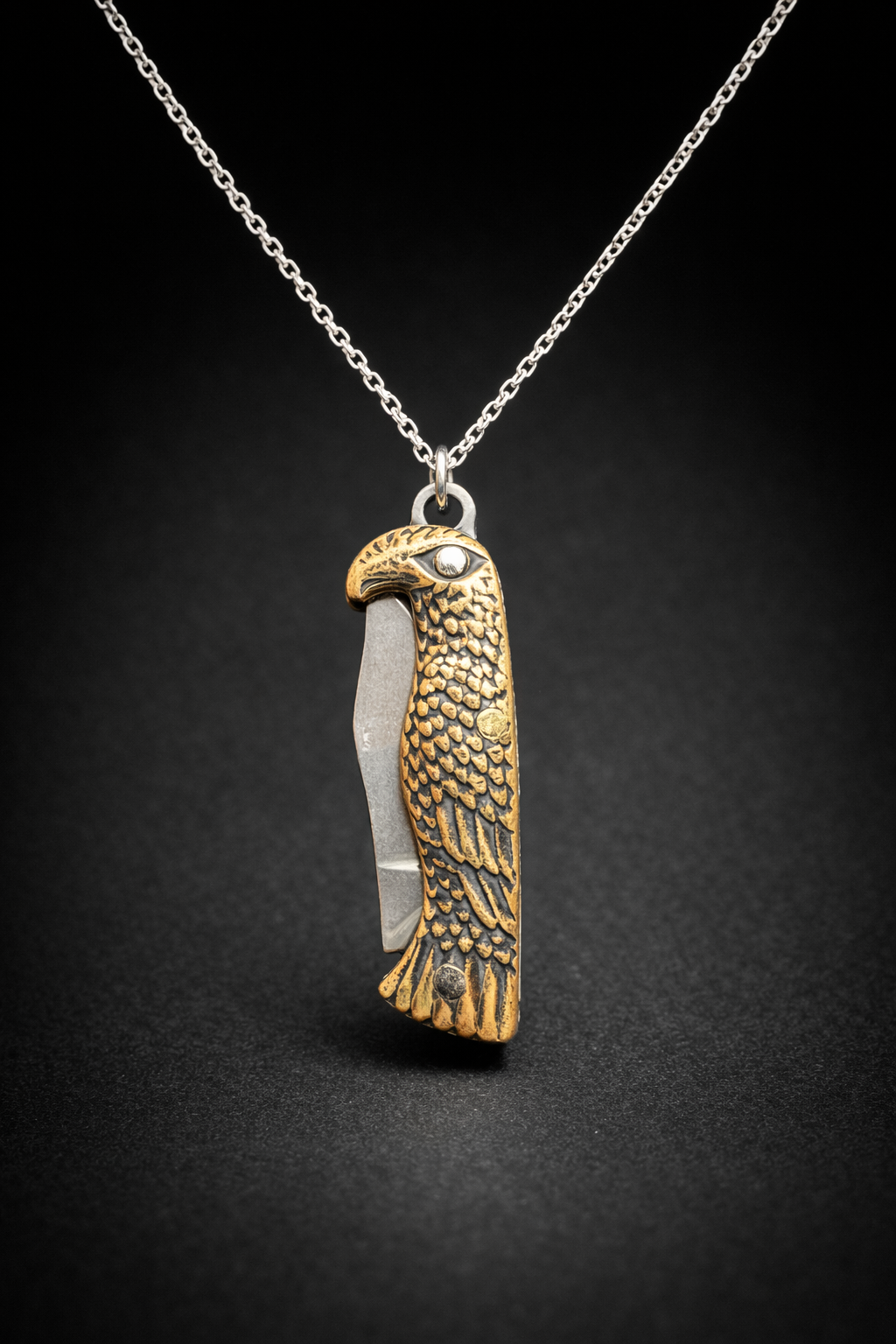 Necklace with Brass Eagle Pendant