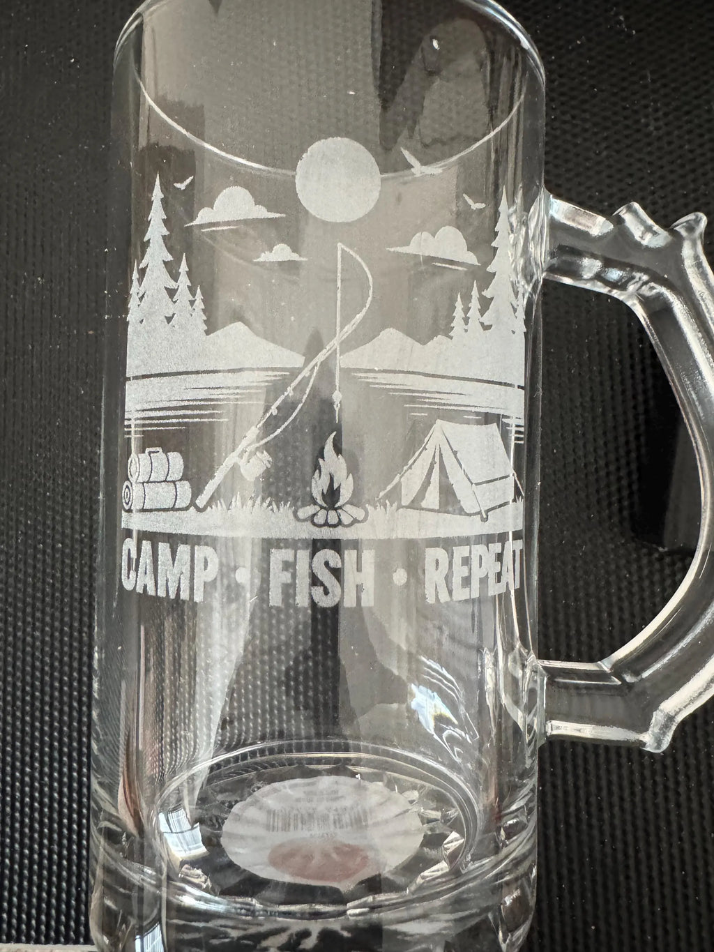 Glass beer mug with custom laser engraving