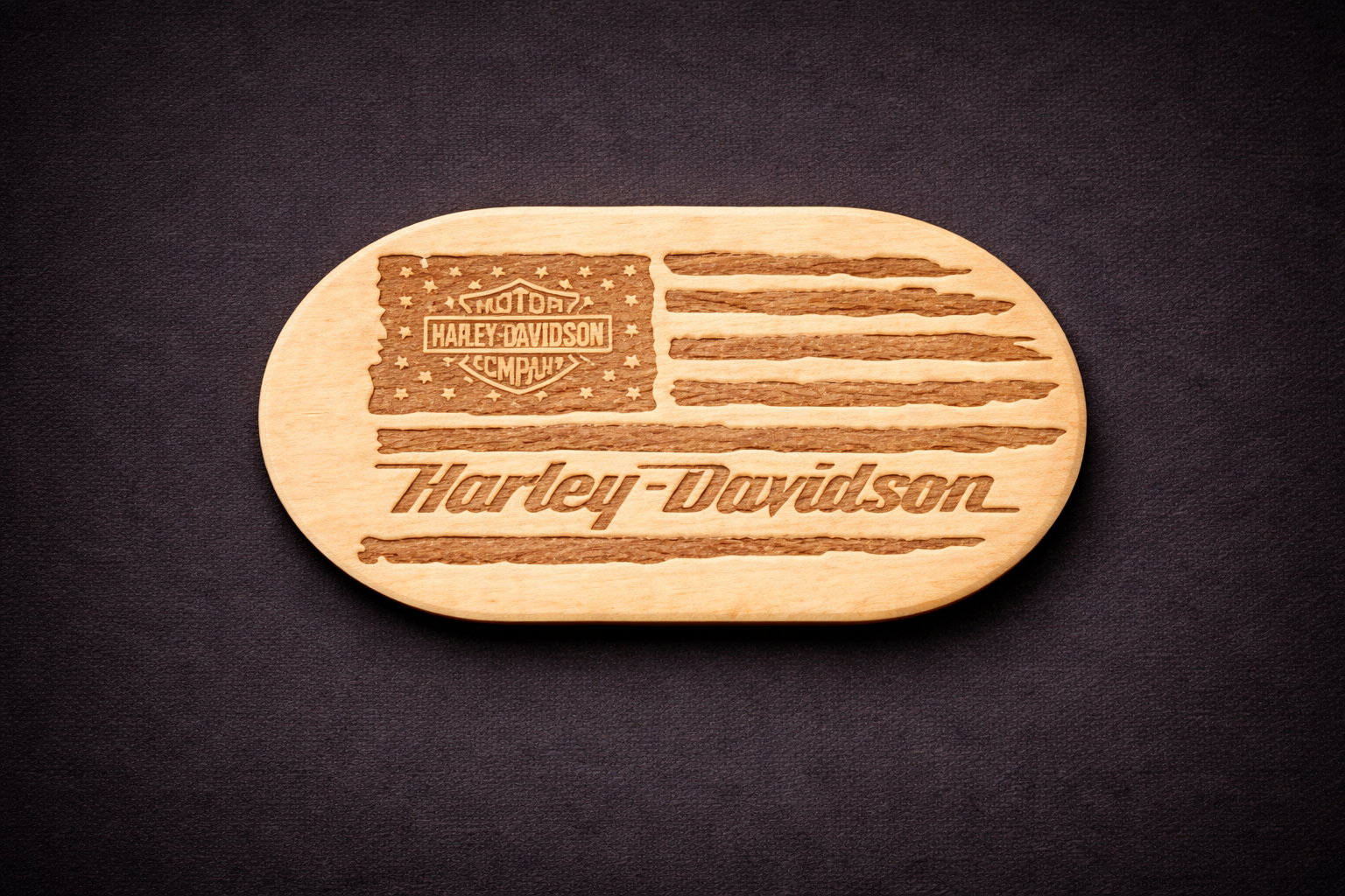 Harley Davidson laser engraved decor