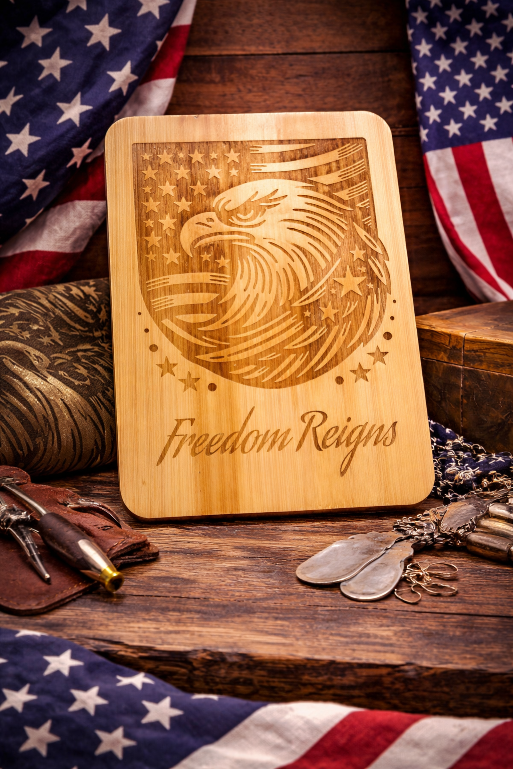 Laser Engraved Decor "Freedom Reigns"