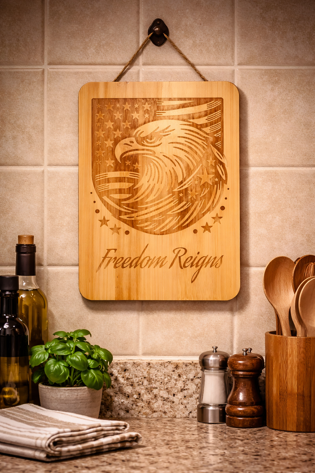 Laser Engraved Decor "Freedom Reigns"