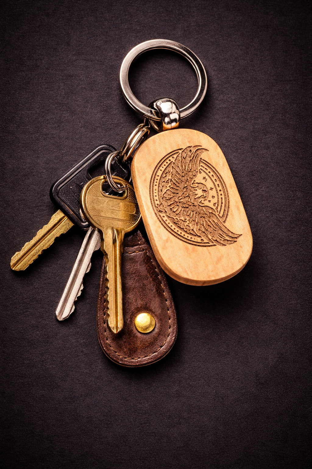 Harley Davidson Laser Engraved Wood Keychain