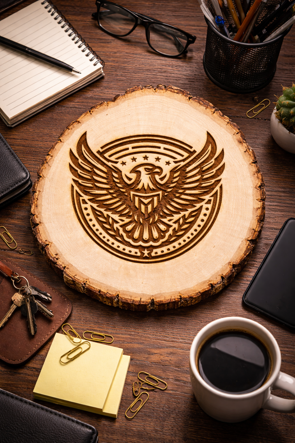 US Freedom Eagle on Rustic Wood