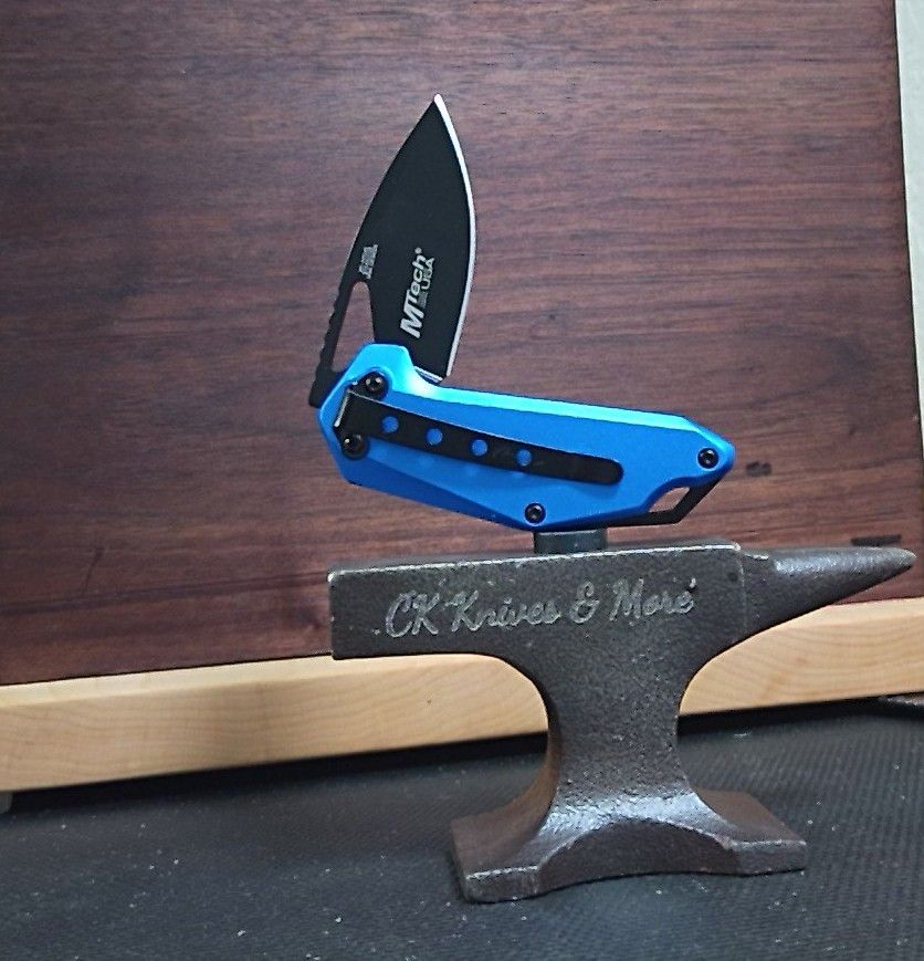 MTech Assisted Folding Knife Blue Aluminum Handle