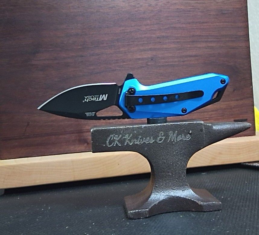 MTech Assisted Folding Knife Blue Aluminum Handle