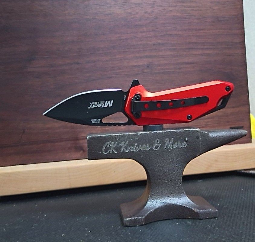 MTech Assisted Folding Knife Red Aluminum Handle